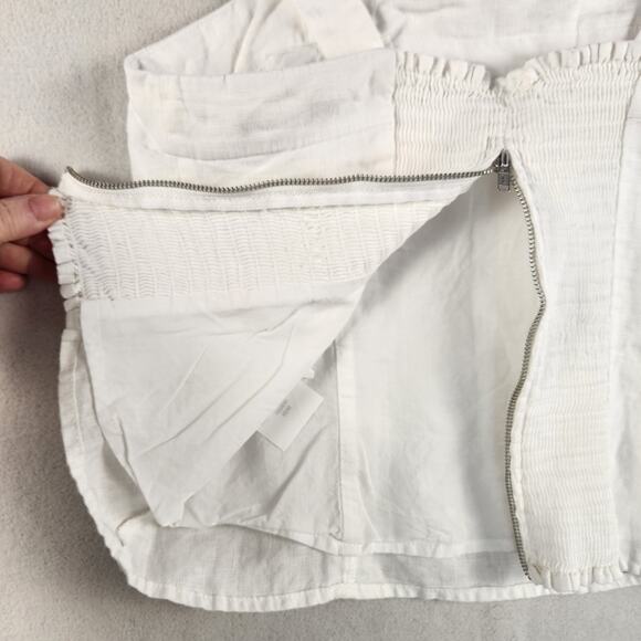 Quince White 100% Linen Top Women’s SZ SM Adjustable Strap Smocked Back - Picture 7 of 14